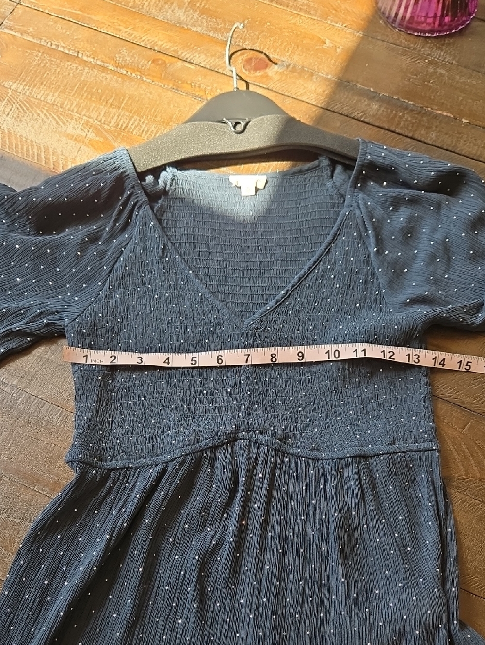 Rhinestone Ruched Flutter Sleeve Top - Picture 7 of 8